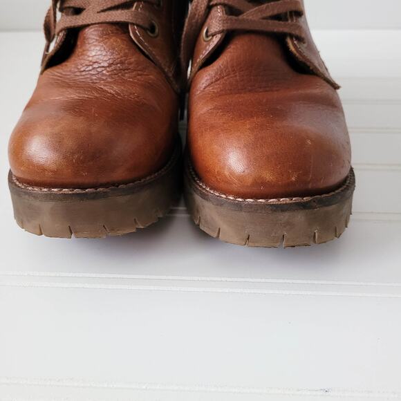 Bull Boxer Boots Size 9M Brown Leather Combat Carmen Lace Up Chunky Heel Lug - Picture 3 of 15
